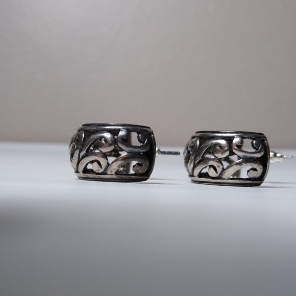 Vintage Metal Half Hoop Earrings - Picture 5 of 13